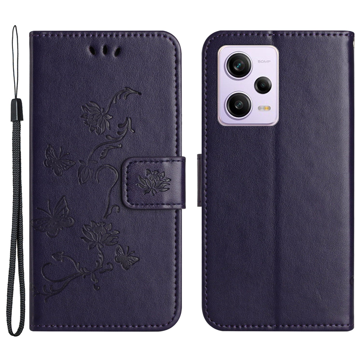 PU Leather Phone Cover For Xiaomi Redmi Note 12 Pro 5G Imprinted Butterfly Flower Pattern Stand Wallet Phone Case with Strap PU Leather Phone Cover For Xiaomi Redmi Note 12 Pro 5G Imprinted Butterfly Flower Pattern Stand Wallet Phone Case with Strap